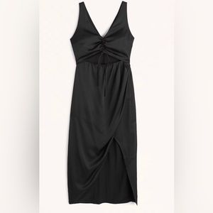Abercrombie cinch front satin midi dress